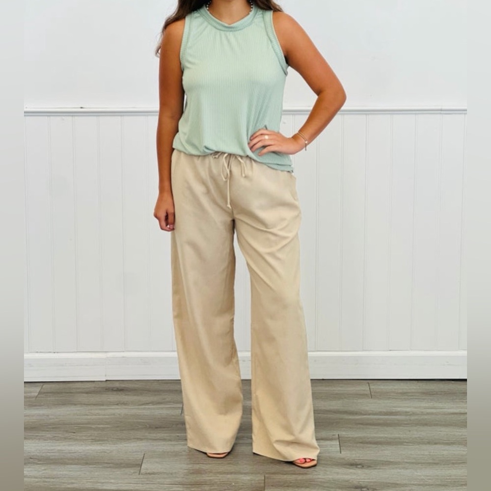 NWT Sew In Love- Like Love Khaki Color Relaxed Wide-Leg Pants.